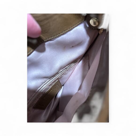 Coach Brown Leather Shoulder Bag With Pink Satin Lining - Picture 10 of 10